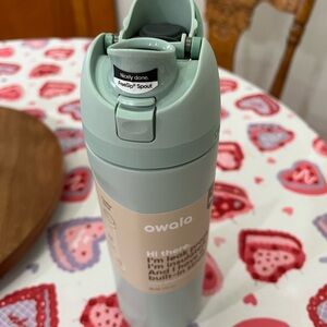 Owalla Mint Green Water Bottle built in straw